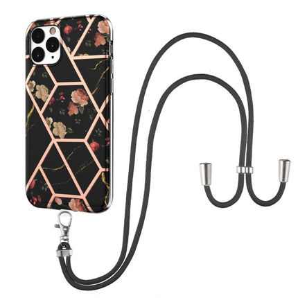 Electroplating Splicing Marble Flower Pattern TPU Shockproof Case with Lanyard, For iPhone 12 Pro Max, For iPhone 11, For iPhone 11 Pro, For iPhone 11 Pro Max, For iPhone XS / X, For iPhone XR