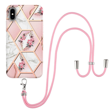 Electroplating Splicing Marble Flower Pattern TPU Shockproof Case with Lanyard, For iPhone 12 Pro Max, For iPhone 11, For iPhone 11 Pro, For iPhone 11 Pro Max, For iPhone XS / X, For iPhone XR
