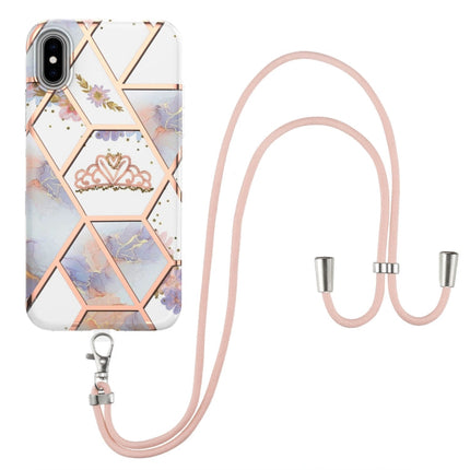 Electroplating Splicing Marble Flower Pattern TPU Shockproof Case with Lanyard, For iPhone 12 Pro Max, For iPhone 11, For iPhone 11 Pro, For iPhone 11 Pro Max, For iPhone XS / X, For iPhone XR