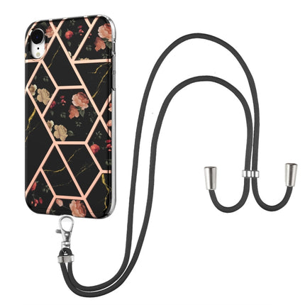 Electroplating Splicing Marble Flower Pattern TPU Shockproof Case with Lanyard, For iPhone 12 Pro Max, For iPhone 11, For iPhone 11 Pro, For iPhone 11 Pro Max, For iPhone XS / X, For iPhone XR