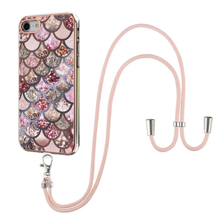 Electroplating Pattern IMD TPU Shockproof Case with Neck Lanyard, For iPhone XS Max, For iPhone SE 2022 / SE 2020 / 8 / 7, For iPhone 8 Plus / 7 Plus