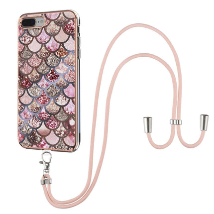 Electroplating Pattern IMD TPU Shockproof Case with Neck Lanyard, For iPhone XS Max, For iPhone SE 2022 / SE 2020 / 8 / 7, For iPhone 8 Plus / 7 Plus