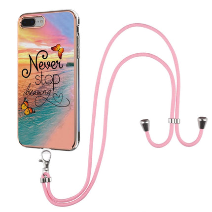 Electroplating Pattern IMD TPU Shockproof Case with Neck Lanyard, For iPhone XS Max, For iPhone SE 2022 / SE 2020 / 8 / 7, For iPhone 8 Plus / 7 Plus