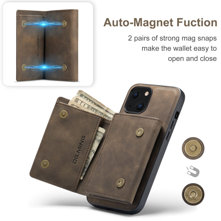 DG.MING M1 Series 3-Fold Multi Card Wallet + Magnetic Shockproof Case with Holder Function, For iPhone 13 mini, For iPhone 13, For iPhone 13 Pro, For iPhone 13 Pro Max