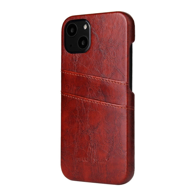Fierre Shann Retro Oil Wax Texture PU Leather Case with Card Slots, For iPhone 13, For iPhone 13 Mini, For iPhone 13 Pro, For iPhone 13 Pro Max
