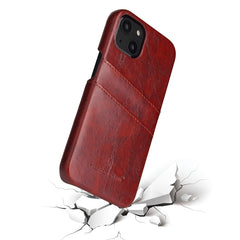 Fierre Shann Retro Oil Wax Texture PU Leather Case with Card Slots, For iPhone 13, For iPhone 13 Mini, For iPhone 13 Pro, For iPhone 13 Pro Max