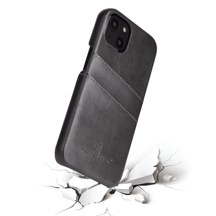 Fierre Shann Retro Oil Wax Texture PU Leather Case with Card Slots, For iPhone 13, For iPhone 13 Mini, For iPhone 13 Pro, For iPhone 13 Pro Max