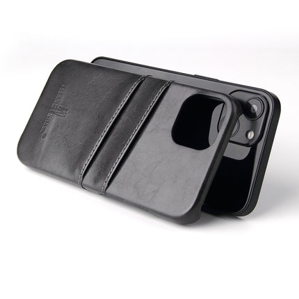 Fierre Shann Retro Oil Wax Texture PU Leather Case with Card Slots, For iPhone 13, For iPhone 13 Mini, For iPhone 13 Pro, For iPhone 13 Pro Max