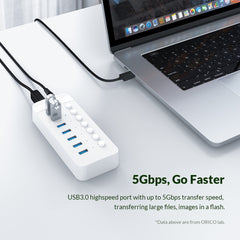 ORICO CT2U3-10AB-WH 10 In 1 Plastic Stripes Multi-Port USB HUB with Individual Switches,, CT2U3-10AB-BK AU Plug, CT2U3-10AB-WH AU Plug, CT2U3-10AB-BK UK Plug, CT2U3-10AB-WH UK Plug, CT2U3-10AB-BK EU Plug, CT2U3-10AB-WH EU Plug