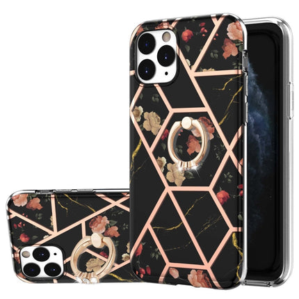 Electroplating Splicing Marble Flower Pattern TPU Shockproof Case with Rhinestone Ring Holder, For iPhone 12 Pro Max, For iPhone 11, For iPhone 11 Pro, For iPhone 11 Pro Max, For iPhone X / XS, For iPhone XR