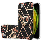 For iPhone SE 2022 / SE 2020 / 7 / 8 / Black Flower