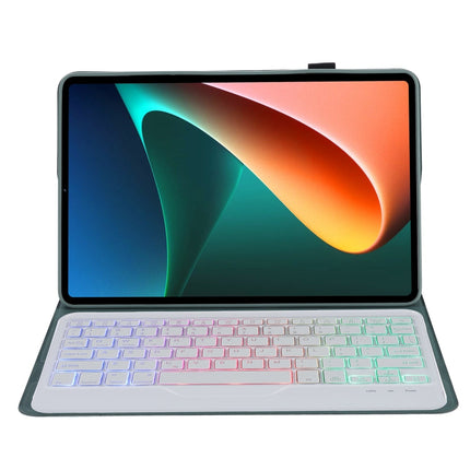 AN05BS Ultra-thin Tri-color Backlight Detachable Lambskin Texture TPU Bluetooth Keyboard Leather Case with Holder For Xiaomi Pad 5 / 5 Pro