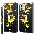 For iPhone 13 / Gold Butterflies
