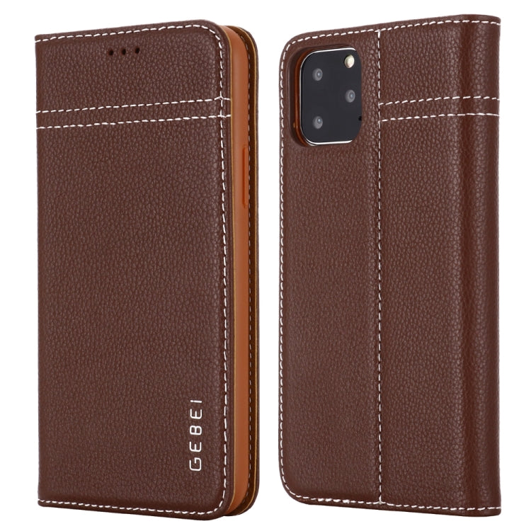 GEBEI Top-grain Leather Horizontal Flip Protective Case with Holder & Card Slots, For iPhone 11, For iPhone 11 Pro, For iPhone 11 Pro Max, For iPhone XS / X, For iPhone XR, For iPhone XS Max