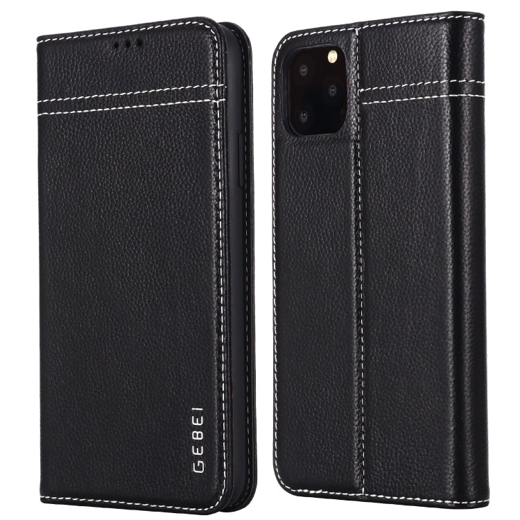 GEBEI Top-grain Leather Horizontal Flip Protective Case with Holder & Card Slots, For iPhone 11, For iPhone 11 Pro, For iPhone 11 Pro Max, For iPhone XS / X, For iPhone XR, For iPhone XS Max