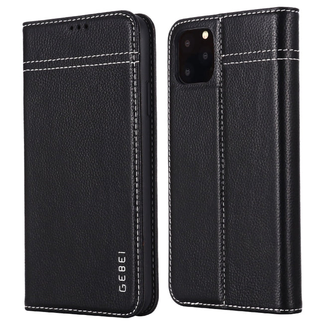 GEBEI Top-grain Leather Horizontal Flip Protective Case with Holder & Card Slots, For iPhone 11, For iPhone 11 Pro, For iPhone 11 Pro Max, For iPhone XS / X, For iPhone XR