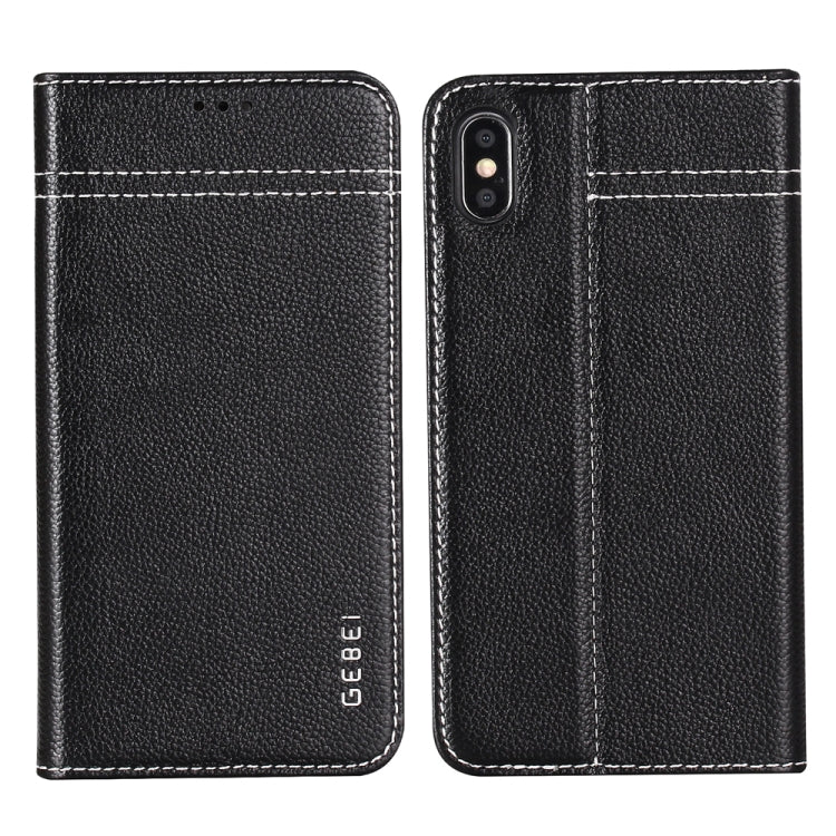 GEBEI Top-grain Leather Horizontal Flip Protective Case with Holder & Card Slots, For iPhone 11, For iPhone 11 Pro, For iPhone 11 Pro Max, For iPhone XS / X, For iPhone XR, For iPhone XS Max