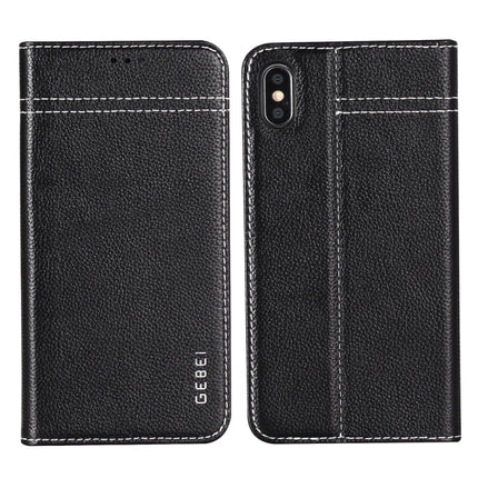 GEBEI Top-grain Leather Horizontal Flip Protective Case with Holder & Card Slots, For iPhone XS Max