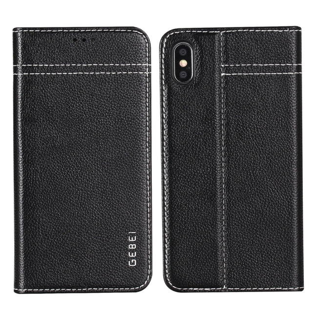 GEBEI Top-grain Leather Horizontal Flip Protective Case with Holder & Card Slots, For iPhone XS Max