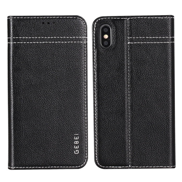 GEBEI Top-grain Leather Horizontal Flip Protective Case with Holder & Card Slots, For iPhone XS Max