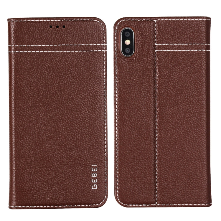 GEBEI Top-grain Leather Horizontal Flip Protective Case with Holder & Card Slots, For iPhone 11, For iPhone 11 Pro, For iPhone 11 Pro Max, For iPhone XS / X, For iPhone XR, For iPhone XS Max