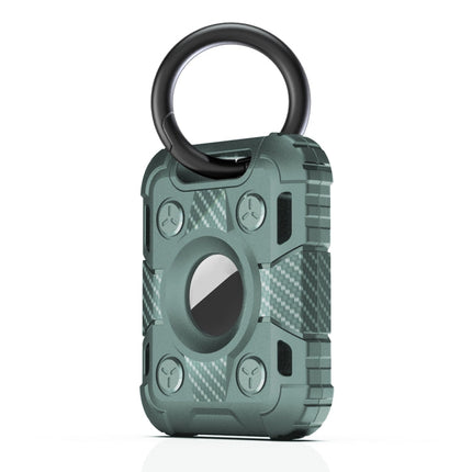 Tank Armor Anti-scratch Shockproof Carbon Fiber TPU Protective Cover Case with Keychain Ring Loop, For AirTag