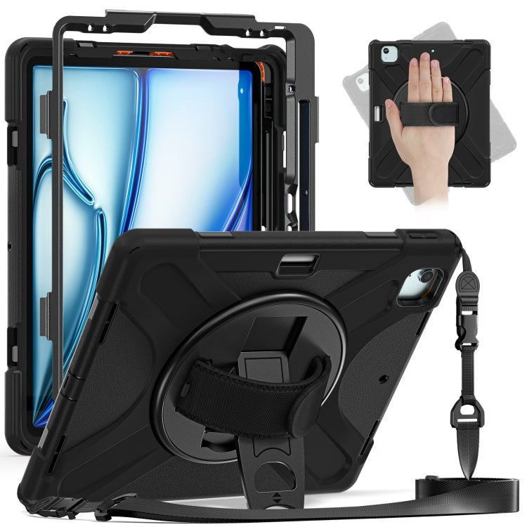 Rotatable Holder Silicone Hybrid PC Tablet Case with Shoulder Strap, For iPad Pro 12.9 2022 / 2021