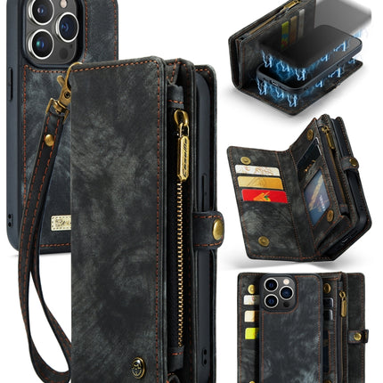 CaseMe-008 Detachable Multifunctional Horizontal Flip Leather Case with Card Slot & Holder & Zipper Wallet & Photo Frame, For iPhone 13 Pro Max, For iPhone 13 Pro, For iPhone 13 mini, For iPhone 13