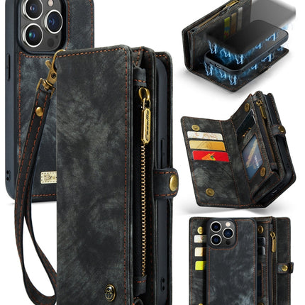 CaseMe-008 Detachable Multifunctional Horizontal Flip Leather Case with Card Slot & Holder & Zipper Wallet & Photo Frame, For iPhone 13 Pro Max, For iPhone 13 Pro, For iPhone 13 mini, For iPhone 13