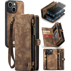 CaseMe-008 Detachable Multifunctional Horizontal Flip Leather Case with Card Slot & Holder & Zipper Wallet & Photo Frame, For iPhone 13 Pro Max, For iPhone 13 Pro, For iPhone 13 mini, For iPhone 13