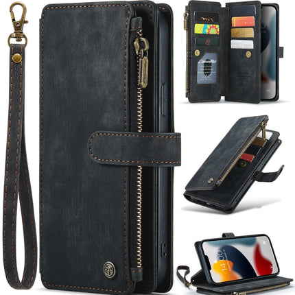 CaseMe-C30 PU + TPU Multifunctional Horizontal Flip Leather Case with Holder & Card Slot & Wallet & Zipper Pocket, For iPhone 13 Pro Max, For iPhone 13 Pro, For iPhone 13, For iPhone 13 mini