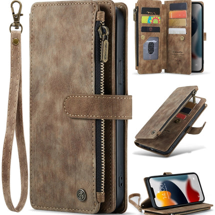 CaseMe-C30 PU + TPU Multifunctional Horizontal Flip Leather Case with Holder & Card Slot & Wallet & Zipper Pocket, For iPhone 13 Pro Max, For iPhone 13 Pro, For iPhone 13, For iPhone 13 mini