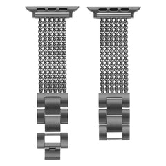 Six-chains Three-beads Steel Replacement Strap Watchband For Apple Watch Series, 7 41mm / 6 & SE & 5 & 4 40mm / 3 & 2 & 1 38mm, 7 45mm / 6 & SE & 5 & 4 44mm / 3 & 2 & 1 42mm