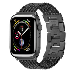 Six-chains Three-beads Steel Replacement Strap Watchband For Apple Watch Series, 7 41mm / 6 & SE & 5 & 4 40mm / 3 & 2 & 1 38mm, 7 45mm / 6 & SE & 5 & 4 44mm / 3 & 2 & 1 42mm