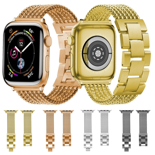 Six-chains Three-beads Steel Replacement Strap Watchband For Apple Watch Series, 7 41mm / 6 & SE & 5 & 4 40mm / 3 & 2 & 1 38mm, 7 45mm / 6 & SE & 5 & 4 44mm / 3 & 2 & 1 42mm