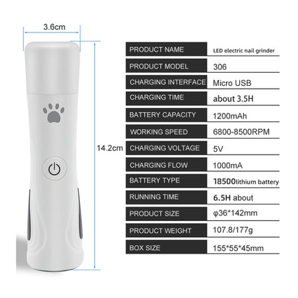 RC-306 Animal Nail Grinder USB Automatic Manicure, Animal Nail Grinder
