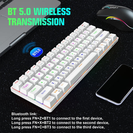 HXSJ L800 61 Keys Bluetooth 5.0 / 2.4G Wireless / Type-C Wired Three Modes Blue Shaft Mechanical Keyboard