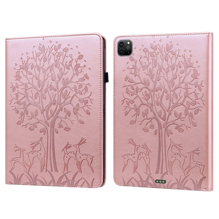 Tree & Deer Pattern Pressed Printing Horizontal Flip PU Leather Case with Holder & Card Slots & Sleep / Wake-up Function, For iPad Air 2020 / Pro 11 2020, For iPad Pro 10.5 2017 / 10.2 2019, For iPad 9.7 2018/2017/Air 2/Air, For iPad mini 5/4/3/2/1
