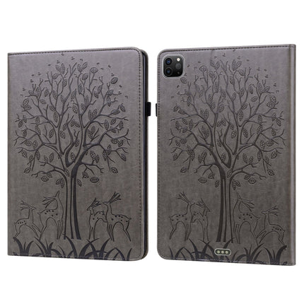 Tree & Deer Pattern Pressed Printing Horizontal Flip PU Leather Case with Holder & Card Slots & Sleep / Wake-up Function, For iPad Air 2020 / Pro 11 2020, For iPad Pro 10.5 2017 / 10.2 2019, For iPad 9.7 2018/2017/Air 2/Air, For iPad mini 5/4/3/2/1