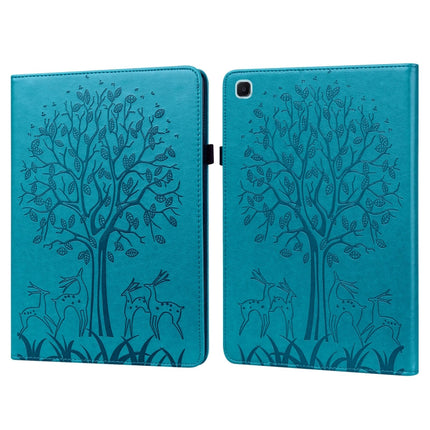 Tree & Deer Pattern Pressed Printing Horizontal Flip PU Leather Case with Holder & Card Slots & Sleep / Wake-up Function, For Samsung Galaxy Tab S6 Lite, For Samsung Galaxy Tab A7 10.4 2020