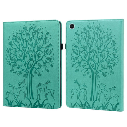 Tree & Deer Pattern Pressed Printing Horizontal Flip PU Leather Case with Holder & Card Slots & Sleep / Wake-up Function, For Samsung Galaxy Tab S6 Lite, For Samsung Galaxy Tab A7 10.4 2020