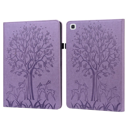 Tree & Deer Pattern Pressed Printing Horizontal Flip PU Leather Case with Holder & Card Slots & Sleep / Wake-up Function, For Samsung Galaxy Tab S6 Lite, For Samsung Galaxy Tab A7 10.4 2020