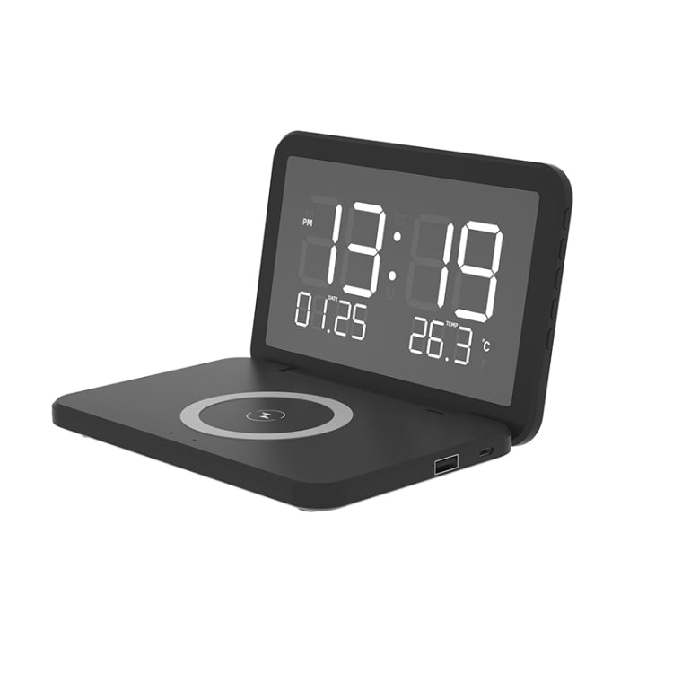 SY-118 15W Foldable Mirror Surface Perpetual Desk Calendar Clock Wireless Charger with Alarm Clock & Three-level Brightness Adjustable Function, SY-118 Black, SY-118 White