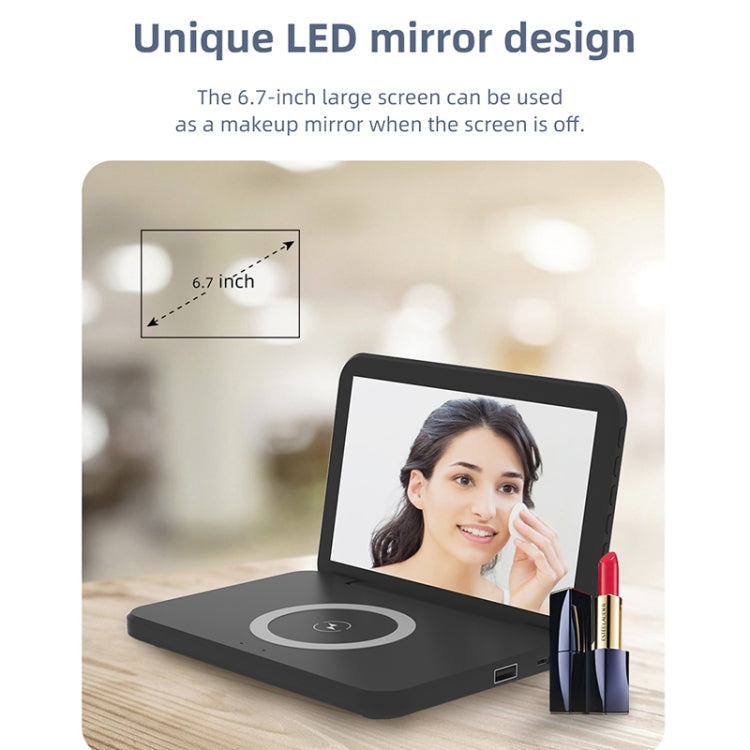 SY-118 15W Foldable Mirror Surface Perpetual Desk Calendar Clock Wireless Charger with Alarm Clock & Three-level Brightness Adjustable Function, SY-118 Black, SY-118 White