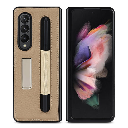Litchi Texture Leather Protective Case with Holder & Pen Slot, For Samsung Galaxy Z Fold3 5G