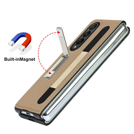 Litchi Texture Leather Protective Case with Holder & Pen Slot, For Samsung Galaxy Z Fold3 5G