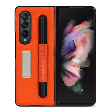 Litchi Texture Leather Protective Case with Holder & Pen Slot, For Samsung Galaxy Z Fold3 5G