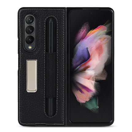 Litchi Texture Leather Protective Case with Holder & Pen Slot, For Samsung Galaxy Z Fold3 5G