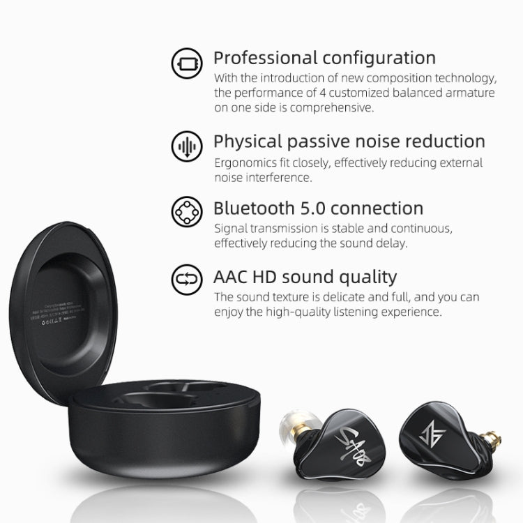 KZ SA08 Wireless Four-unit 5BA Balance Armature Bluetooth In-ear TWS Earphone, SA08