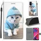 For OPPO A93 5G / A93s 5G / A54 5G / A74 5G / C15 Blue Sweater White Cat